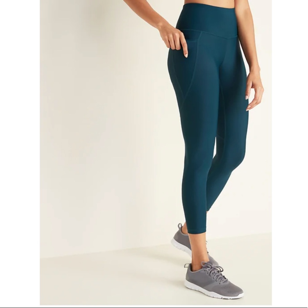 Old Navy Elevate Powersoft 7/8 Leggings Teal Pine Forest Dark Green